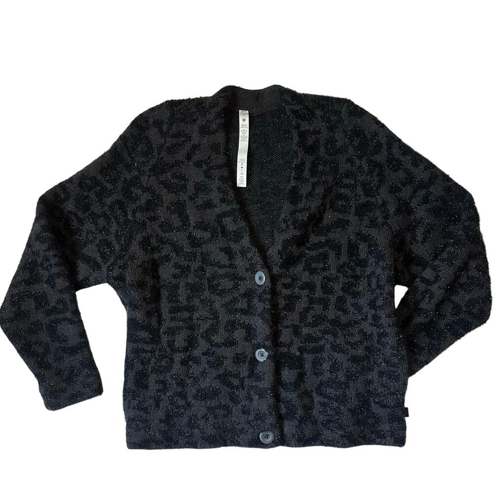 Lululemon Merino Wool Blend Jacquard Cardigan Sweater Women’s XS Animal Print